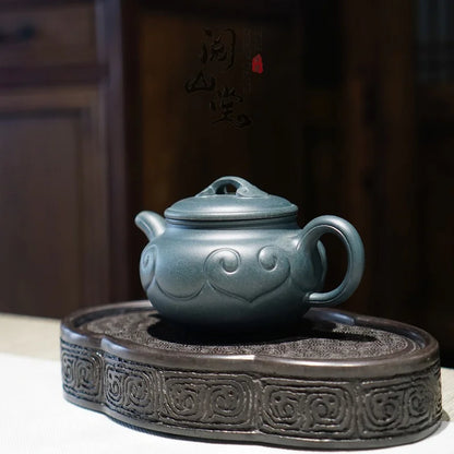 Yueshan Hall | Imitation Drum Ruyi Kettle Rare Mud Material Republic of China Green Purple Clay Pot Chinese Worker Qi Liyun Hand