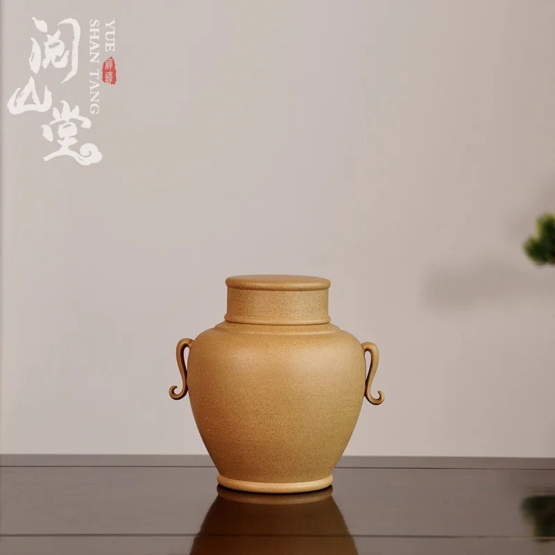Yueshan Hall | Laugh Cherry Purple sand tea caddy Raw Ore Gold Segment Mud Tea Table Elegant Pieces Elegant and Gentle