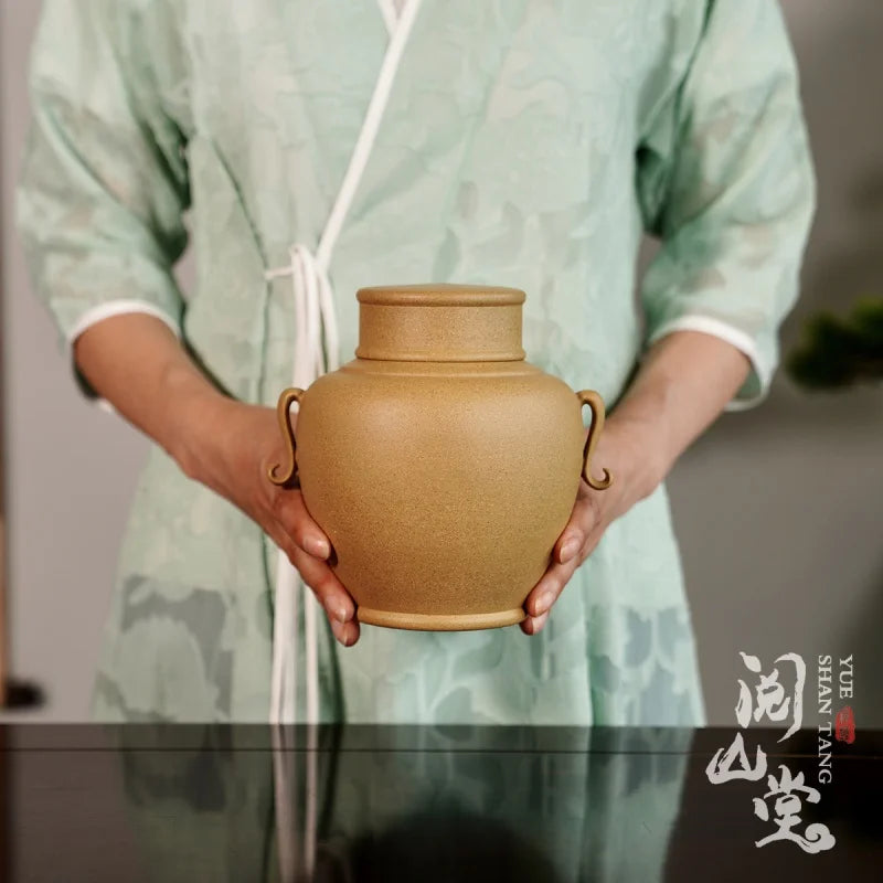 Yueshan Hall | Laugh Cherry Purple sand tea caddy Raw Ore Gold Segment Mud Tea Table Elegant Pieces Elegant and Gentle
