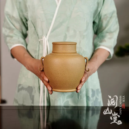 Yueshan Hall | Laugh Cherry Purple sand tea caddy Raw Ore Gold Segment Mud Tea Table Elegant Pieces Elegant and Gentle