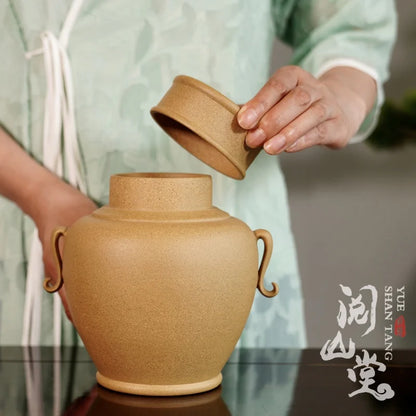 Yueshan Hall | Laugh Cherry Purple sand tea caddy Raw Ore Gold Segment Mud Tea Table Elegant Pieces Elegant and Gentle