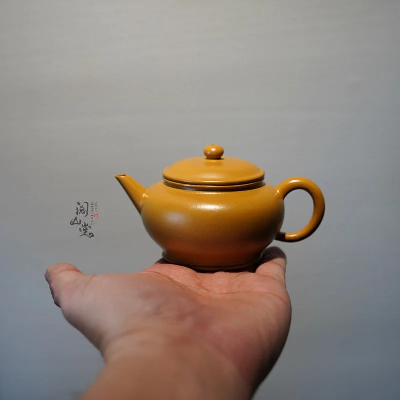 Yueshan Hall | Ming-Style Horizontal Yellow chicken grease Raw Ore Wrinkled Leather Golden Section Elegant Sketch Jinyu Handm