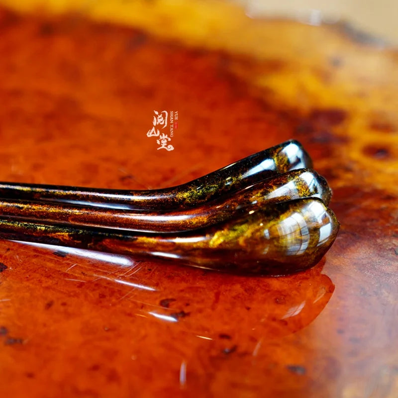 Yueshan Hall | Paint Tea Spoon Tea pick Kit Tea Mat Accessories Traditional Paint Process Handmade