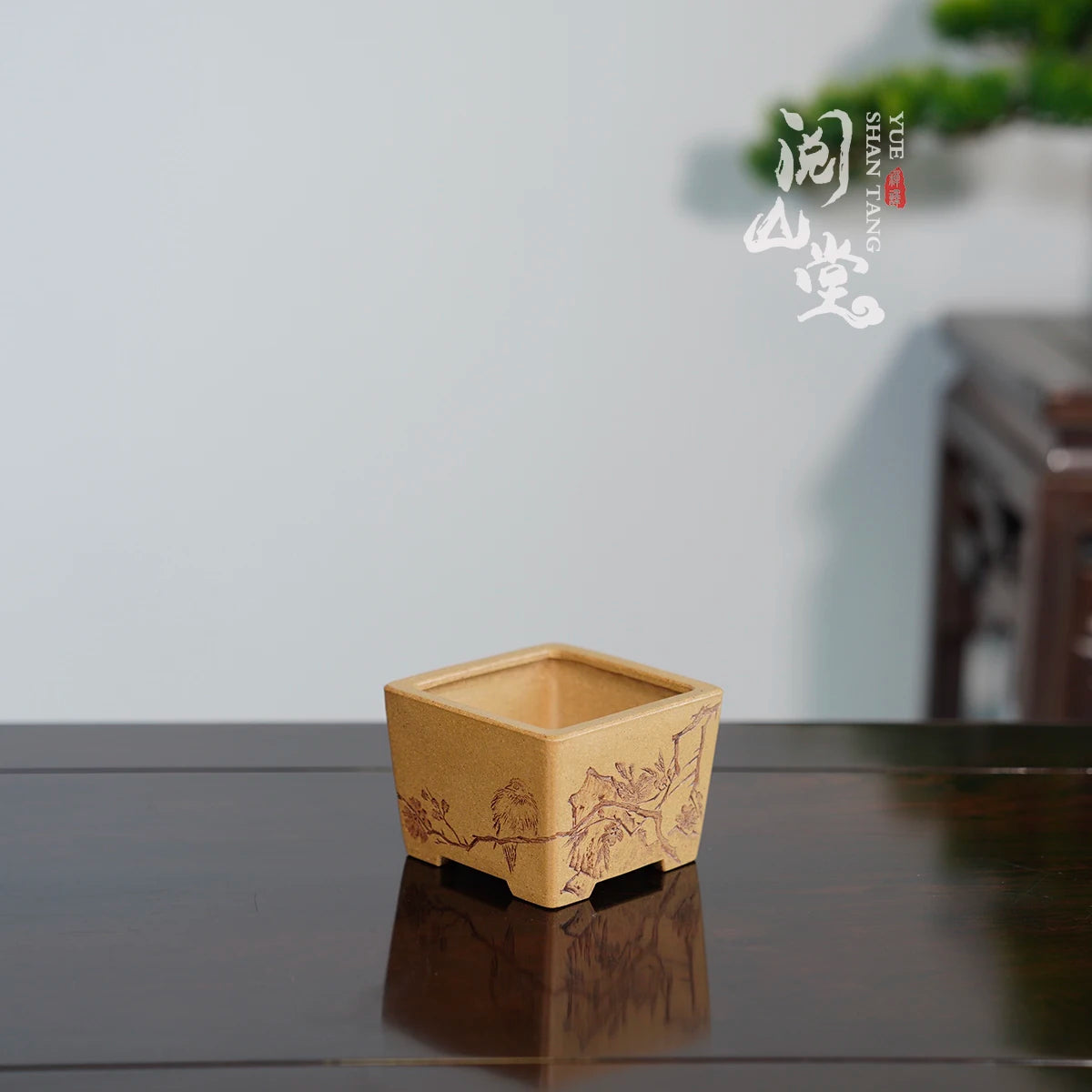 Yueshan Hall | Purple Sand Literati Basin Handmade Desk Basin Raw Ore Gold Segment Mud Breathable Poetic and Pleasant