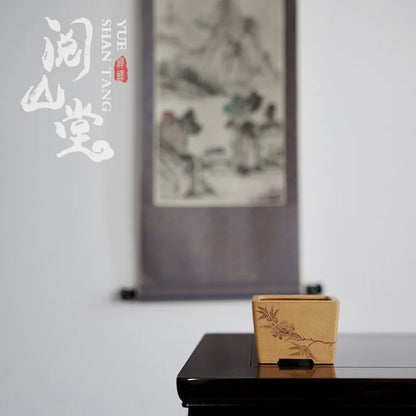 Yueshan Hall | Purple Sand Literati Basin Handmade Desk Basin Raw Ore Gold Segment Mud Breathable Poetic and Pleasant