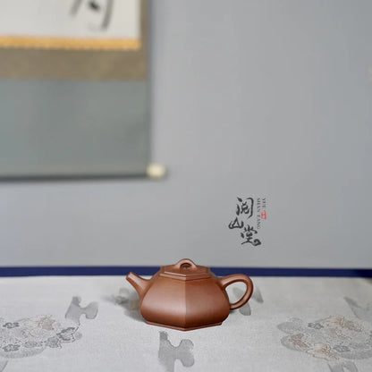 Yueshan Hall | Six Square Stone Ladle Legendary Black Star Earth Mud Material Literati Purple Clay Pot Dong Yongsheng Handmad