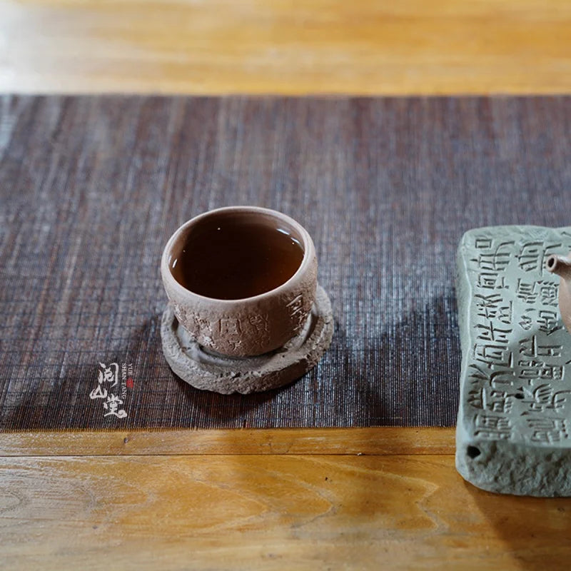 Yueshan Hall | Stone Drum Cup Yixing clay master cup Raw Ore Old Segment Mud Tea cup Pure Hand-Made