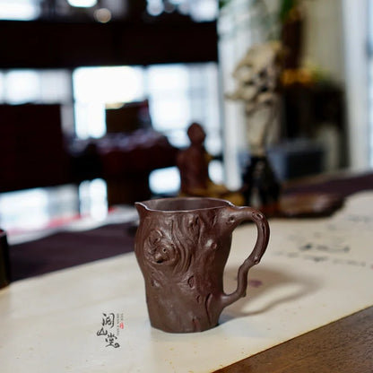 Yueshan Hall | Stump Pitcher Purple Sand Fair Cup Bionic Device Crude ore old purple clay Shi Yiting Pure Hand