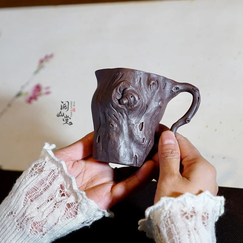 Yueshan Hall | Stump Pitcher Purple Sand Fair Cup Bionic Device Crude ore old purple clay Shi Yiting Pure Hand