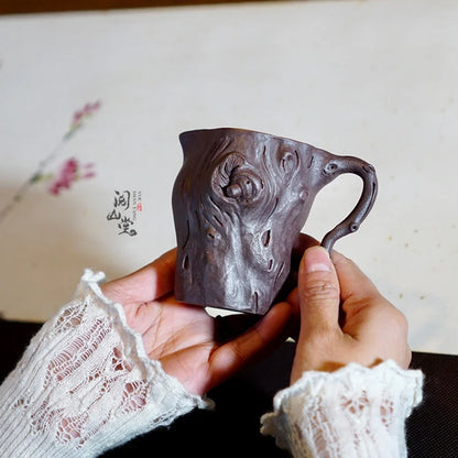Yueshan Hall | Stump Pitcher Purple Sand Fair Cup Bionic Device Crude ore old purple clay Shi Yiting Pure Hand