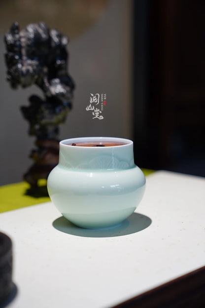 Yueshan Hall | Yushan Shadow Blue Procelain Teaware Set Tureen Tea basin Tea storage pot Jingdezhen All Hand