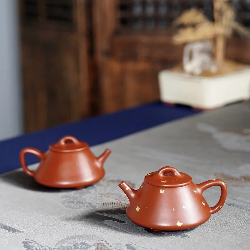 Yueshan Hall | Ziye Stone Ladle One-Person Drinking Series Small Coal Kiln Cinnabar Sand Gold Spraying Process Jinyu Handmade