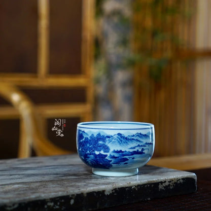 Yueshang Qingwan | Heavy Industry Blue and White Master Cup Antique Tire Material High-End Tea Cup Player-Level Blue and Whit