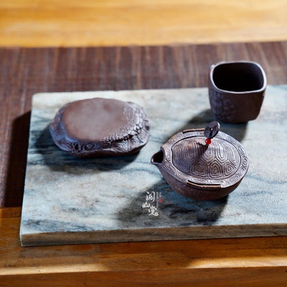 Yueshang Qingwan | Rich Party Colorful Small Water Turtle Pot Sets Cultural and Creative Works All Hand