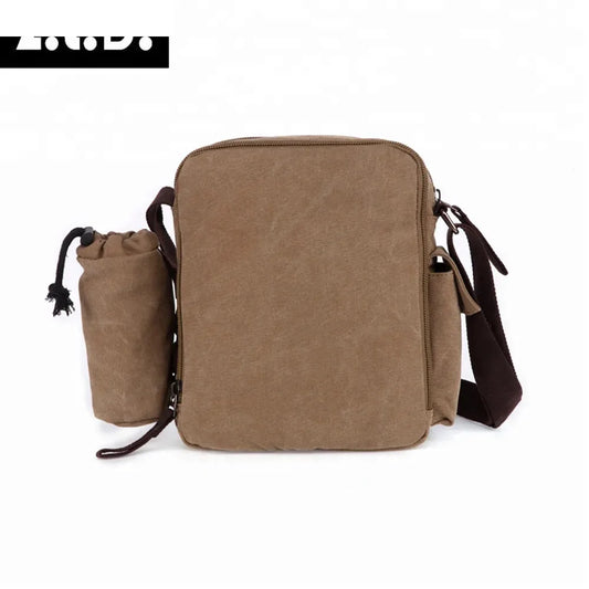 ZUOLUNDUO Solid color shoulder high capacity men canvas messenger bag canvas fashion bag