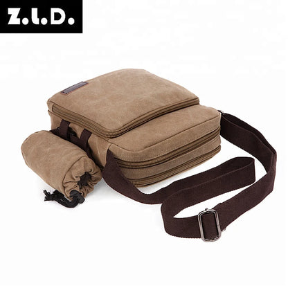 ZUOLUNDUO Solid color shoulder high capacity men canvas messenger bag canvas fashion bag