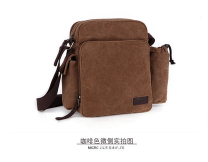 ZUOLUNDUO Solid color shoulder high capacity men canvas messenger bag canvas fashion bag