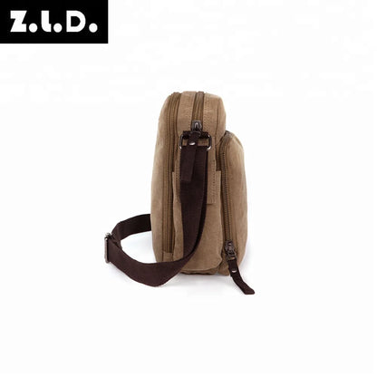 ZUOLUNDUO Solid color shoulder high capacity men canvas messenger bag canvas fashion bag