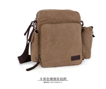 ZUOLUNDUO Solid color shoulder high capacity men canvas messenger bag canvas fashion bag