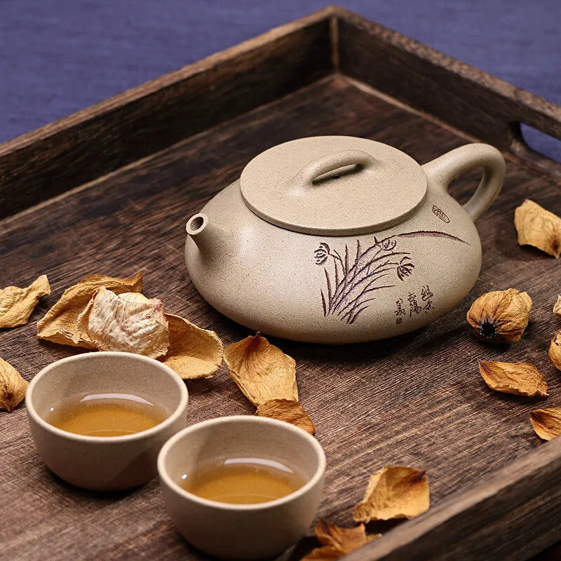 Zanghutianxia Authentic Yixing Original Yixing Clay Teapot Handmade Famous Teapot Lanqu Stone Ladle Teapot Household Tea Set