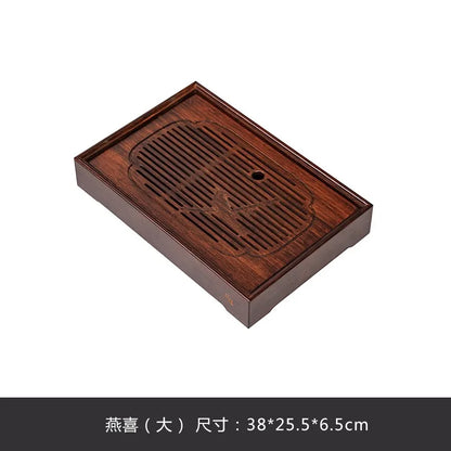 Zanghutianxia Bamboo Rectangular Tea Tray Household Chinese Simple Water Storage Draining Kung Fu Tea Set Bamboo Tea Tray Small