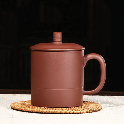 Zanghutianxia Boccaro Cup Yixing Pure Handmade Raw Ore Purple Clay Men with Lid Carved and Painted Tea Brewing Baifu Tea Cup