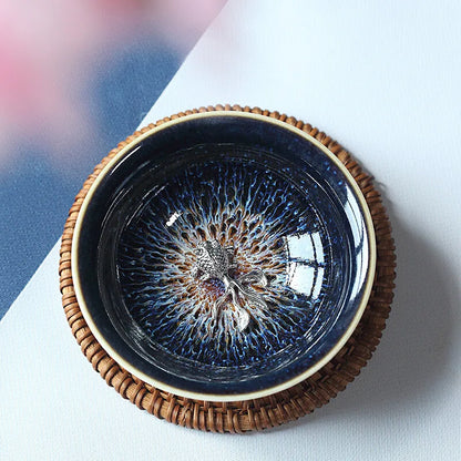 Zanghutianxia Colorful Peacock Light Small Teacup Oil Drops Silver Spot Whitebait Kung Fu Tea Savoring Ceramic Cup