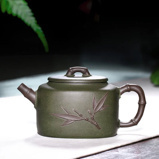 Zanghutianxia Famous Dai Chengguang Pure Handmade Home Collection Raw Ore Green Plaster Teapot Tea Set Household Square Fairy Ba