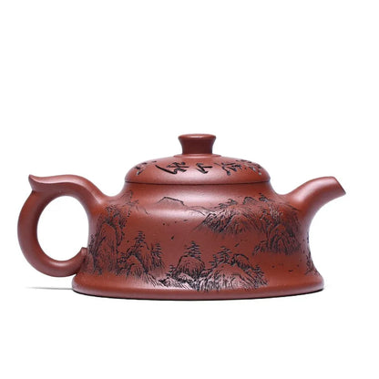 Zanghutianxia Handmade Carved Yixing Zisha Teapot Raw Ore Bottom Trough Clear Handmade High-Grade Zisha Tea Set Large Capacity T