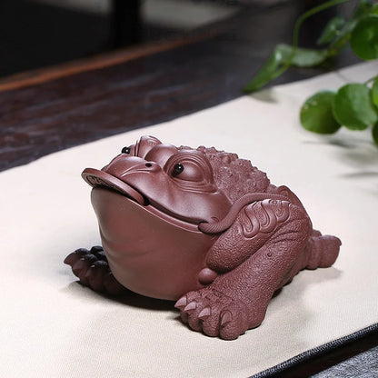 Zanghutianxia Handmade Purple Clay Medium Three Feet Golden Toad Purplue Sand Tea Pet Tea Set Tea Ceremony Tea Set Ornaments