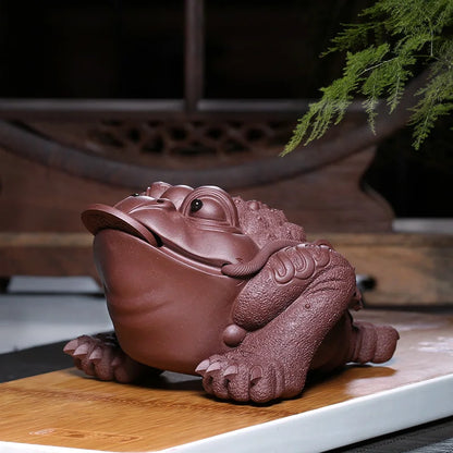 Zanghutianxia Handmade Purple Clay Medium Three Feet Golden Toad Purplue Sand Tea Pet Tea Set Tea Ceremony Tea Set Ornaments