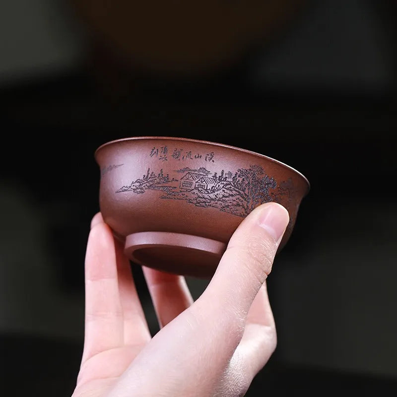 Zanghutianxia High-End Hand-Carved Master Cup Personal Special Tea Cup Tea Cup Purple Clay Boccaro Cup Tea Bowl