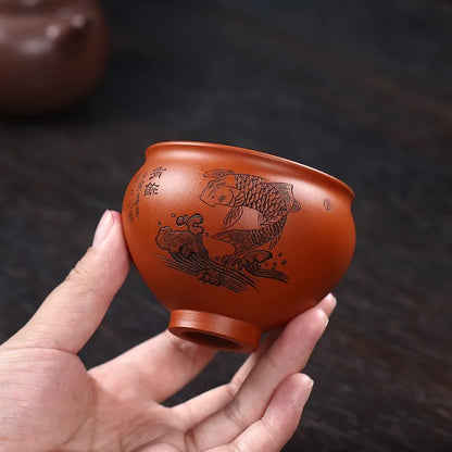 Zanghutianxia High-End Kung Fu Tea Cup Personal Dedicated Master Cup Original Yixing Clay Hand-Carved Tea Cup Tea Cup Tea Bowl C