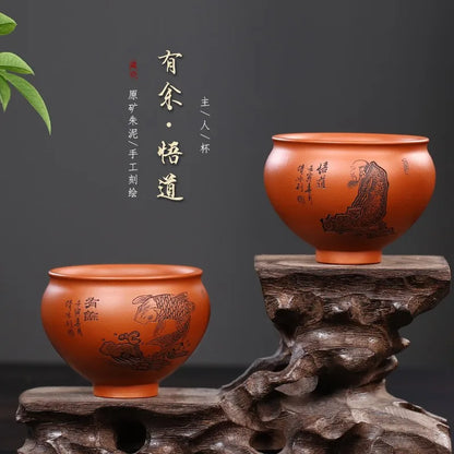 Zanghutianxia High-End Kung Fu Tea Cup Personal Dedicated Master Cup Original Yixing Clay Hand-Carved Tea Cup Tea Cup Tea Bowl C