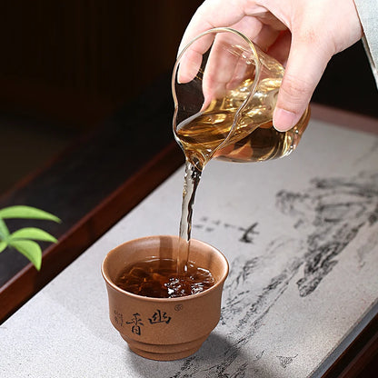 Zanghutianxia High-End Kung Fu Tea Cup Personal Dedicated Master Cup Raw Ore Beige Clay Hand-Carved Couple Cups Tea Cup Tea Cup