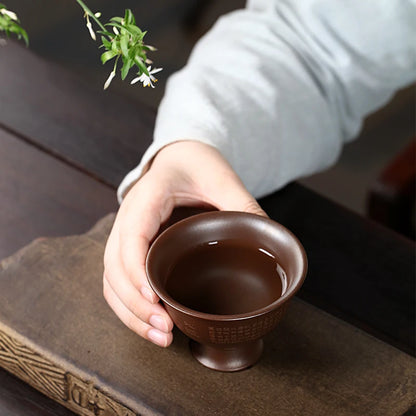 Zanghutianxia High-End Kung Fu Tea Cup Personal Dedicated Master Cup Raw Ore Purple Clay Firewood Heart Sutra Purple Sand Tea Ta