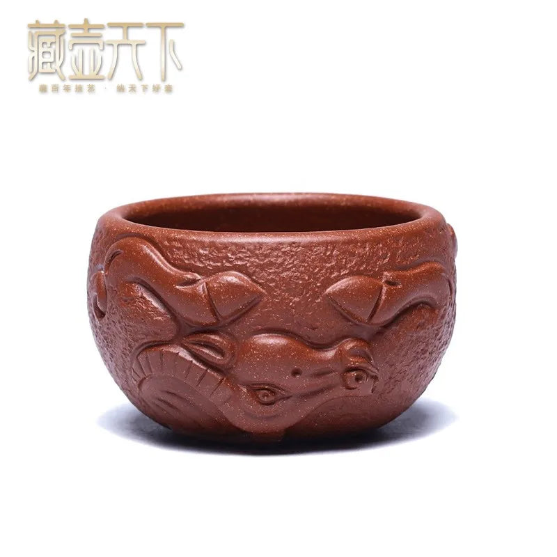 Zanghutianxia High-End Relief Yixing Clay Master Cup Kung Fu Tea Cup Descending Slope Mud Tea Cup Tea Cup Boccaro Cup for Person