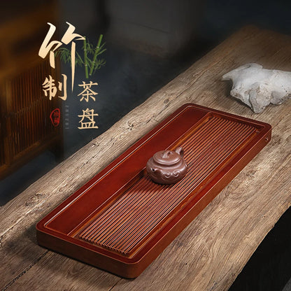 Zanghutianxia Household Chinese Tea Set Draining Tray Tea Tray Drainage Type Kung Fu Tea Tray Bamboo Tea Table Tea Pitcher Bambo