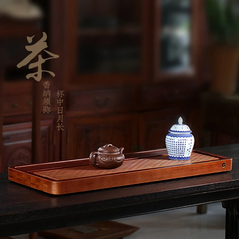 Zanghutianxia Household Chinese Tea Set Draining Tray Tea Tray Drainage Type Kung Fu Tea Tray Bamboo Tea Table Tea Pitcher Bambo