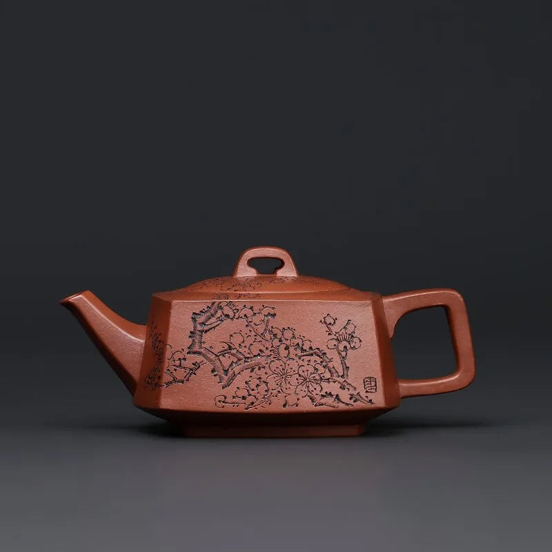 Zanghutianxia [Jingzhou Kiln Collection] Yixing Purple Clay Pot Lu Yuzhou Carved Painting Square Device LV Panjun Handmade