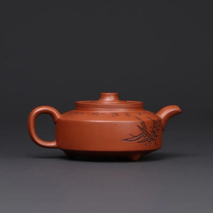 Zanghutianxia [Jingzhou Kiln Collection] Yixing Purple Clay Pot Red Leather Dragon Carving Zhou Pan Tea Pot LV Panjun Handmade