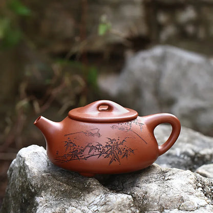 Zanghutianxia [Jingzhou Kiln Collection] Yixing Purple Clay Pot Zhang Yong Carved Jingzhou Stone Gourd Ladle Pot LV Panjun Handm