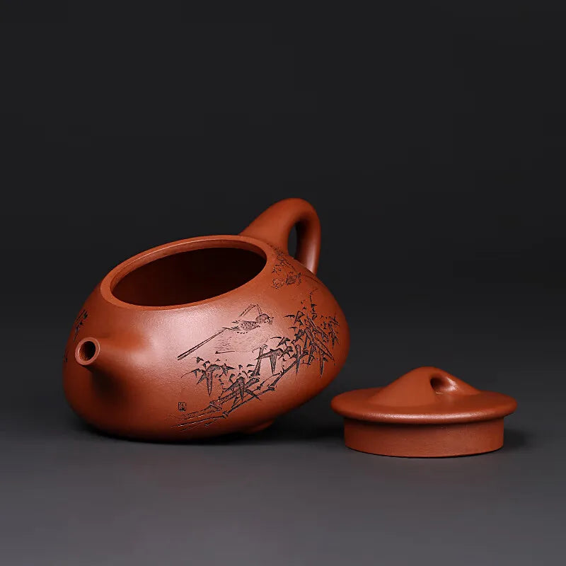 Zanghutianxia [Jingzhou Kiln Collection] Yixing Purple Clay Pot Zhang Yong Carved Jingzhou Stone Gourd Ladle Pot LV Panjun Handm