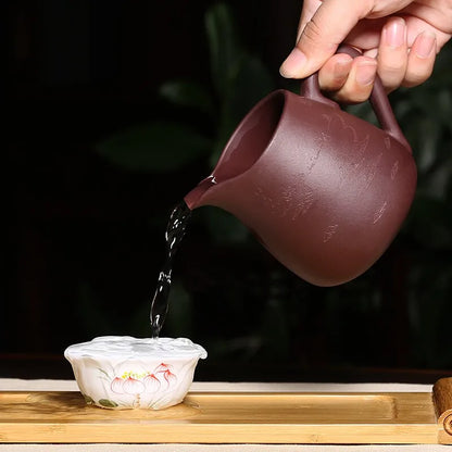 Zanghutianxia Kung Fu Tea Utensils Purple Clay Carved Tea Pot Larg Pitcher Tea Strainer Yixing Clay Tea Pitcher Fresh Wind Fair