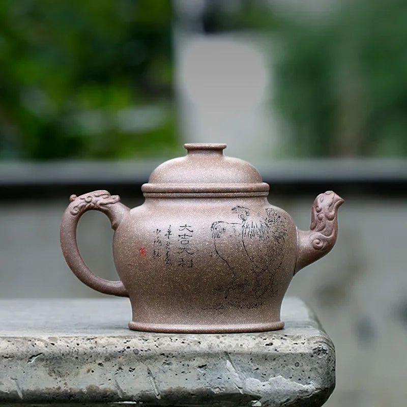 Zanghutianxia Large Capacity Yixing Famous Master Teapot Handmade Teapot Raw Ore Beige Clay Single Teapot Good Luck