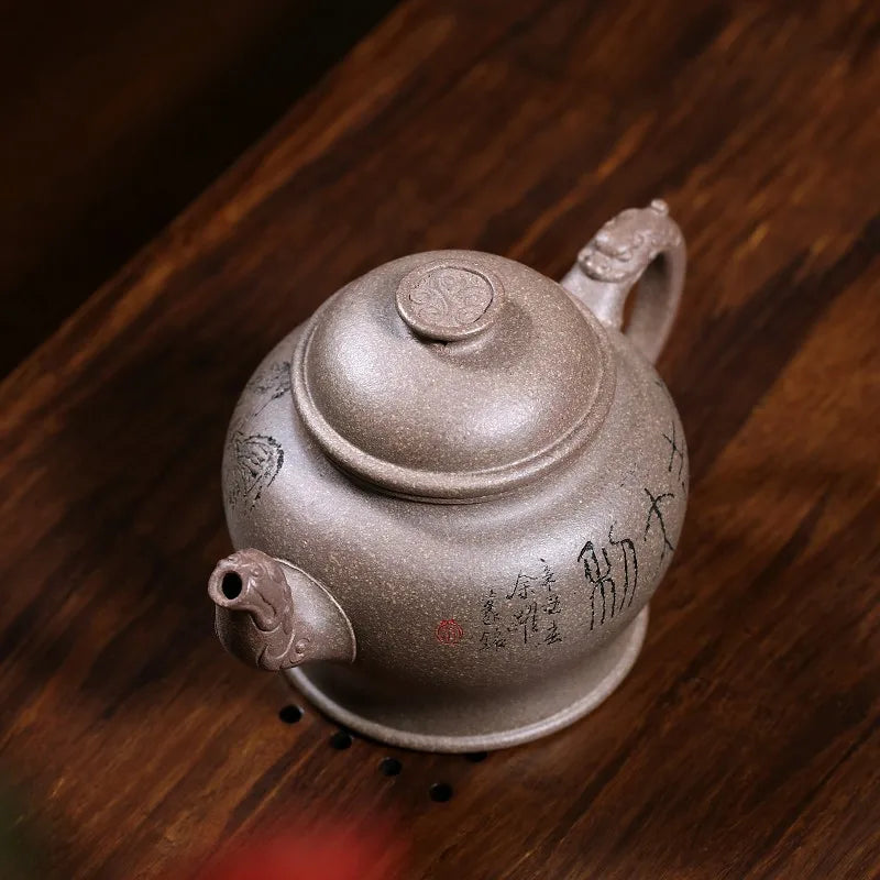 Zanghutianxia Large Capacity Yixing Famous Master Teapot Handmade Teapot Raw Ore Beige Clay Single Teapot Good Luck