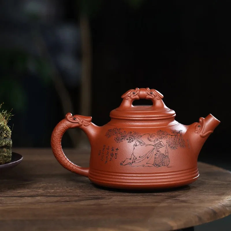 Zanghutianxia Large Capacity Yixing Purple Clay Pot Handmade Carved Purple Sand Tea Set Raw Ore Plain Cement Teapot Single Teapo