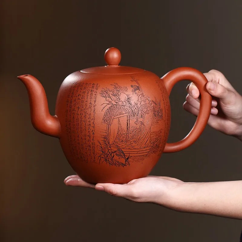 Zanghutianxia Large Capacity Yixing Purple Clay Pot High-Tech Yuyue Handmade High-End Teapot Plain Cement Beauty Shoulder Pot Be