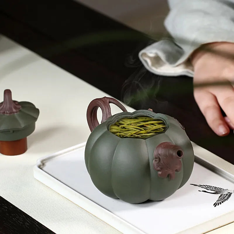 Zanghutianxia Large Capacity Yixing Purple Clay Teapot Handmade Decals Purple Clay Tea Set Raw Ore Green Clay Teapot Tea Making