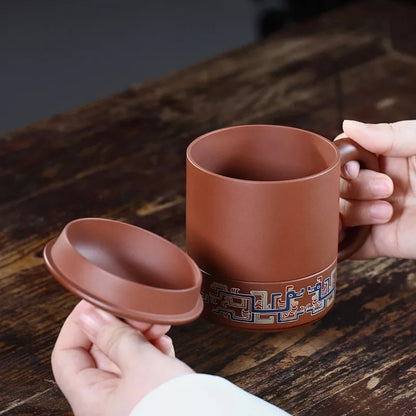 Zanghutianxia Large Capacity Yixing Zisha Cup Handmade Men's Tea Cup Personal Dedicated Office Teaware Chinese Style with Cover